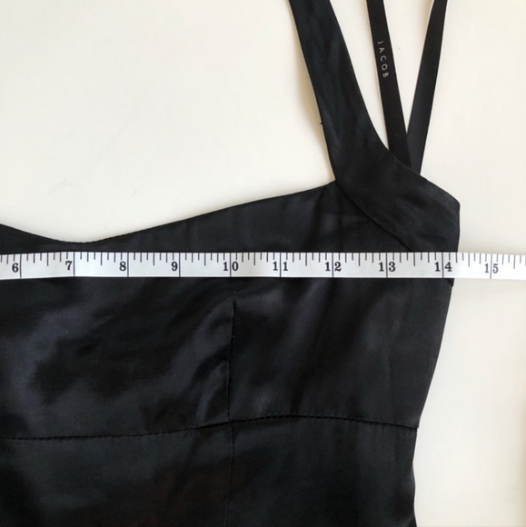 JACOB sz 3/4 Black Satin Halter Empire Waist Maxi Formal Dress - Picture 7 of 10